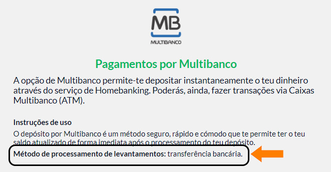 Levantamento com Multibanco na Solverde Online