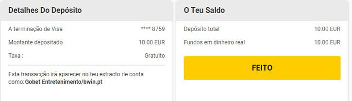 Confirmar o Depósito com Visa no Casino Online